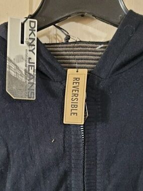 DKNY Men's Black Zip-Up Sweater. Reversible